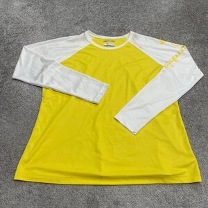 Columbia PFG Omni Shade Tidal Tee T-Shirt Womens XL Yellow White Long Sleeve Top